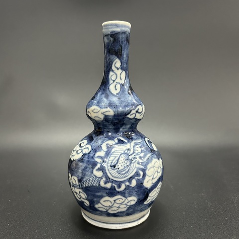 古玩陶瓷清道光青花云龍紋葫蘆瓶拍賣，當前價格200元