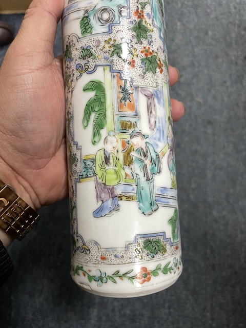 古玩陶瓷咸豐細路廣彩花觚拍賣，當前價格5888元