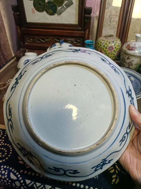 古玩陶瓷康熙青花礬紅山水人物紋花口盤拍賣，當前價格3888元