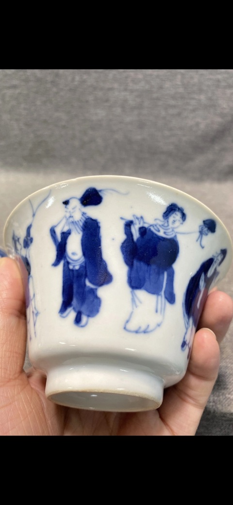 古玩陶瓷清晚期青花八仙紋蓋碗拍賣，當前價格1755元