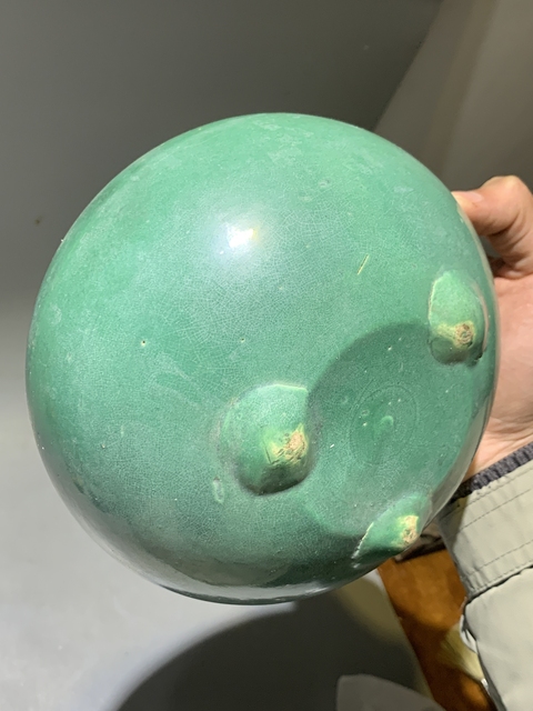 古玩陶瓷清代綠釉三足香爐拍賣，當前價格688元