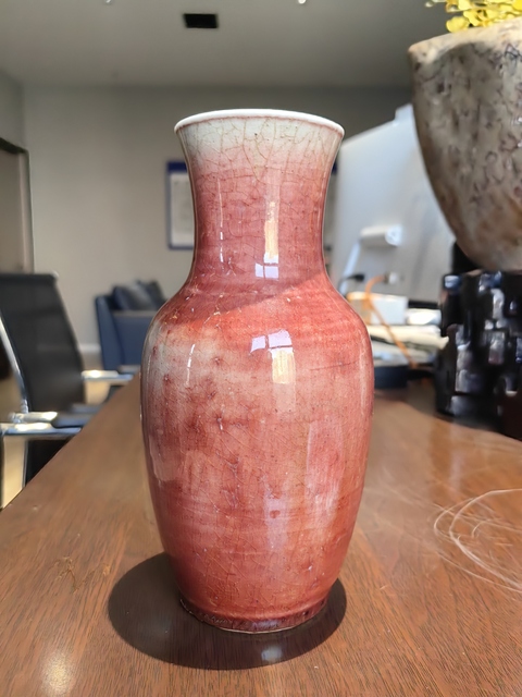 古玩陶瓷晚清郎窯紅釉羅漢瓶拍賣,當前價格10088元