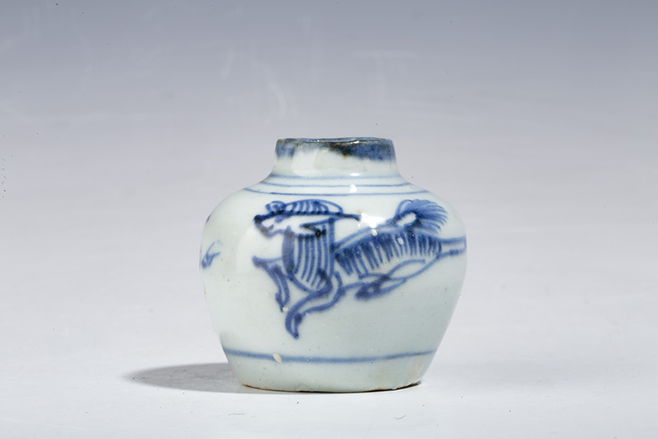 古玩陶瓷明晚·青花麒麟飛馬紋水盂拍賣,當前價格3800元