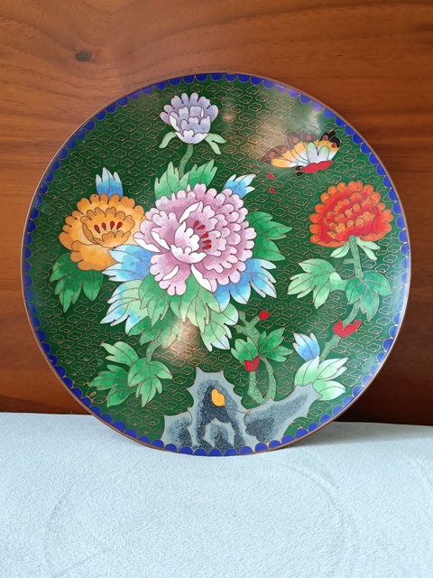 古玩陶瓷銅胎琺瑯彩花卉紋盤拍賣，當前價格420元