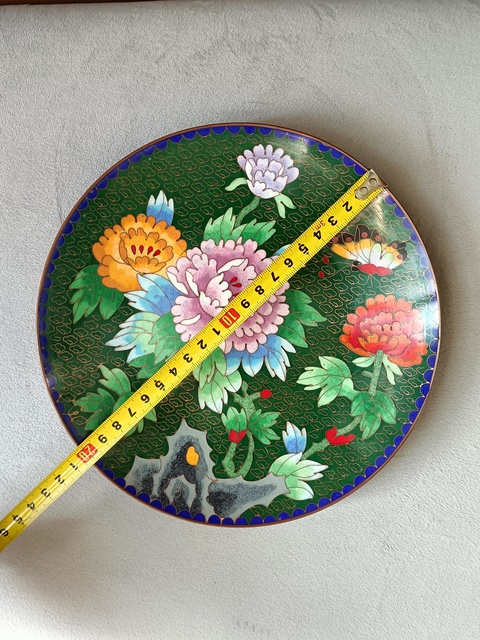 古玩陶瓷銅胎琺瑯彩花卉紋盤拍賣，當前價格420元