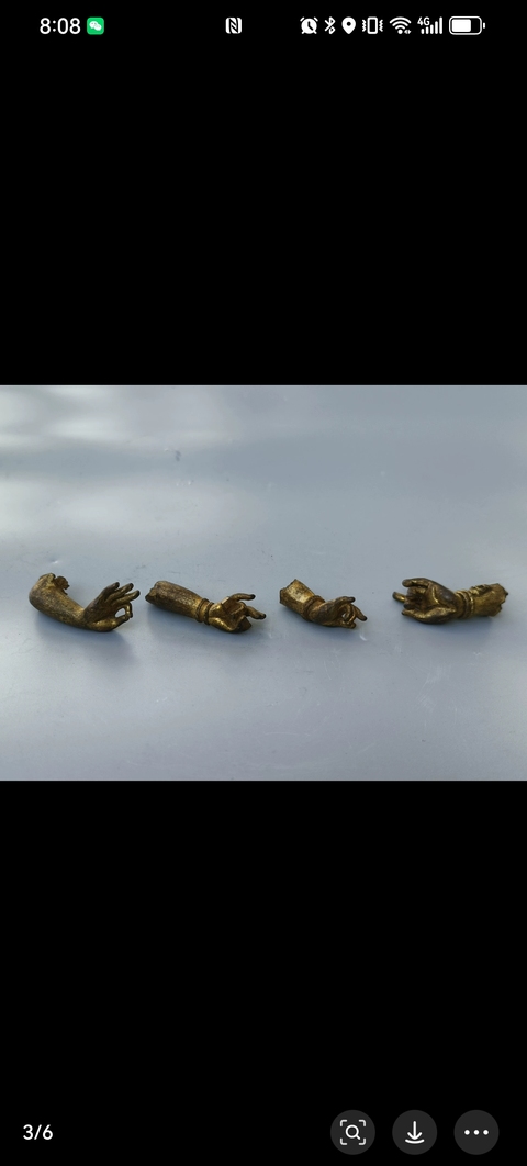 古玩銅器清中期鎏金佛手拍賣，當(dāng)前價格1000元