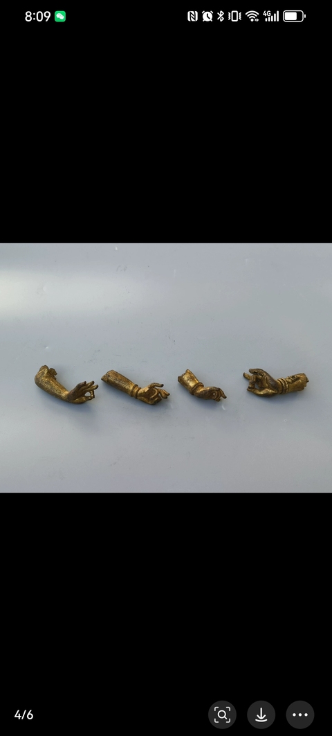 古玩銅器清中期鎏金佛手拍賣，當(dāng)前價格1000元