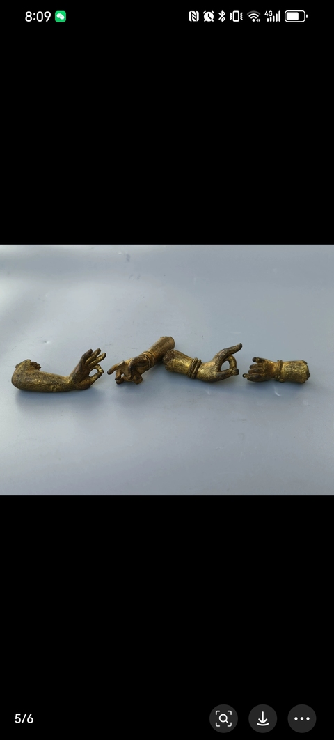 古玩銅器清中期鎏金佛手拍賣，當(dāng)前價格1000元