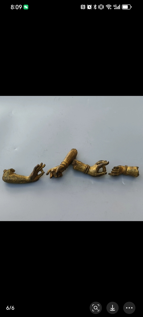 古玩銅器清中期鎏金佛手拍賣，當(dāng)前價格1000元