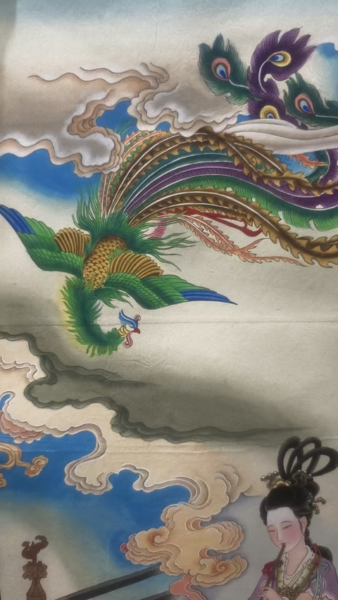 古玩字畫已故中央美院教授老美協會員黃均吹簫引鳳圖拍賣,當前價格30000元