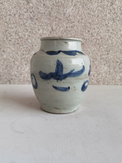 古玩陶瓷青花壽字紋罐拍賣,當前價格350元