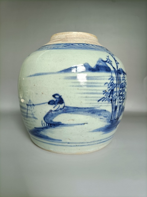 古玩陶瓷青花山水人物紋罐拍賣,當前價格988元