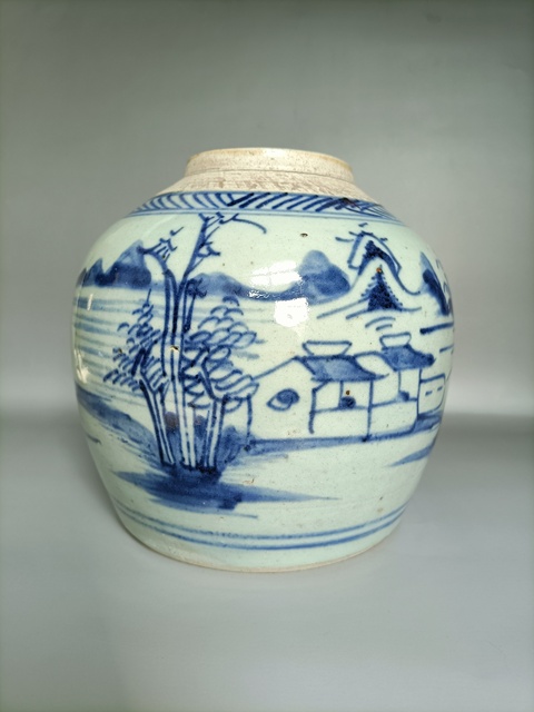 古玩陶瓷青花山水人物紋罐拍賣,當前價格988元