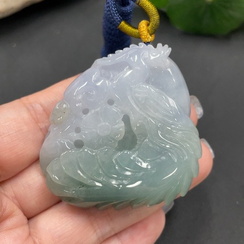 古玩玉器224天然翡翠鳳凰掛件 總重62.724g拍賣，當前價格320元