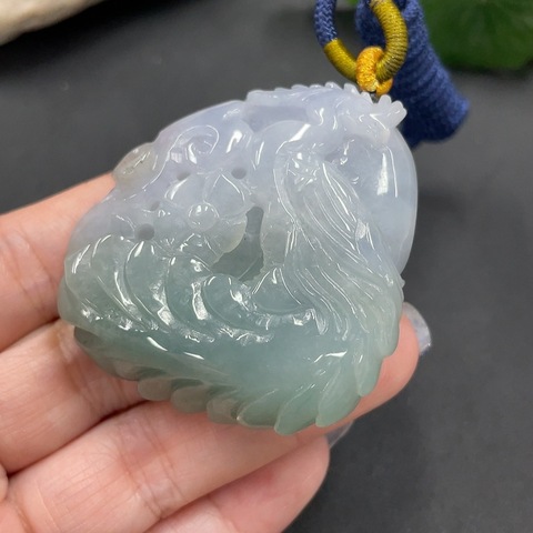 古玩玉器224天然翡翠鳳凰掛件 總重62.724g拍賣，當前價格320元