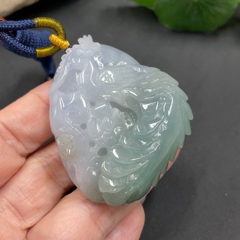 古玩玉器224天然翡翠鳳凰掛件 總重62.724g拍賣，當前價格320元