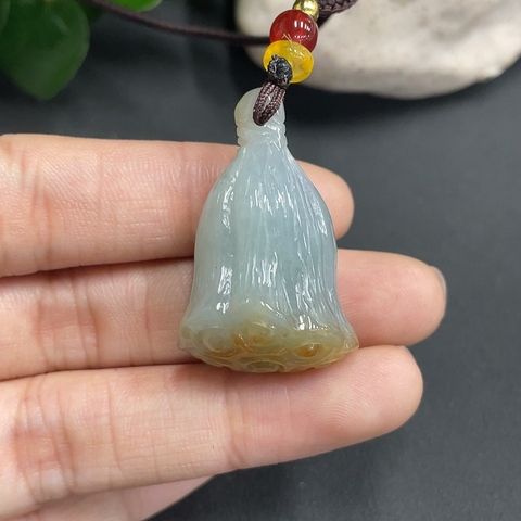 古玩玉器225天然翡翠蓮花掛件拍賣，當前價格298元
