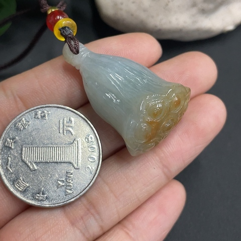 古玩玉器225天然翡翠蓮花掛件拍賣，當前價格298元