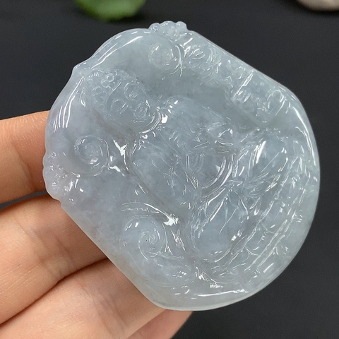 古玩玉器227天然翡翠佛牌總重32.964g拍賣，當前價格360元