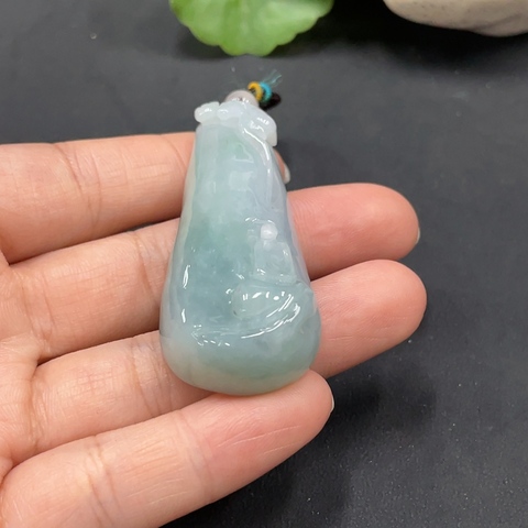古玩玉器231天然翡翠悟道題材掛件總重35.692g拍賣，當前價格360元