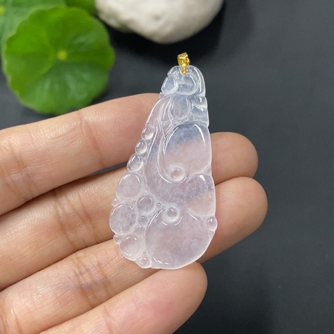 古玩玉器罕見珍稀精品翡翠如意掛件配證書(高冰種)如意 18k金扣頭 總重3.647g拍賣,當前價格2980元
