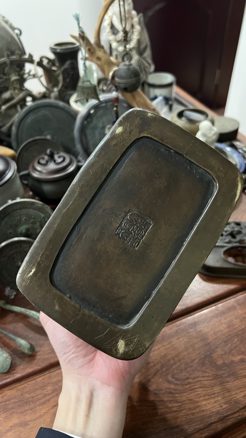 古玩雜項晚清大明宣德年制底款銅手爐拍賣，當前價格1555元