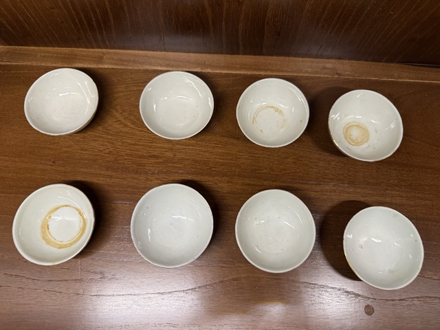 古玩陶瓷清晚·粉彩花卉紋杯碟一組九件真品鑒賞圖