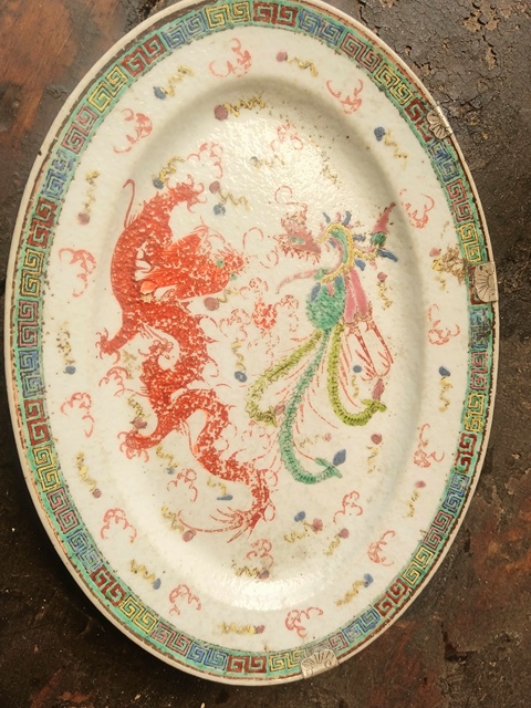 古玩陶瓷龍鳳紋盤拍賣，當前價格1000元