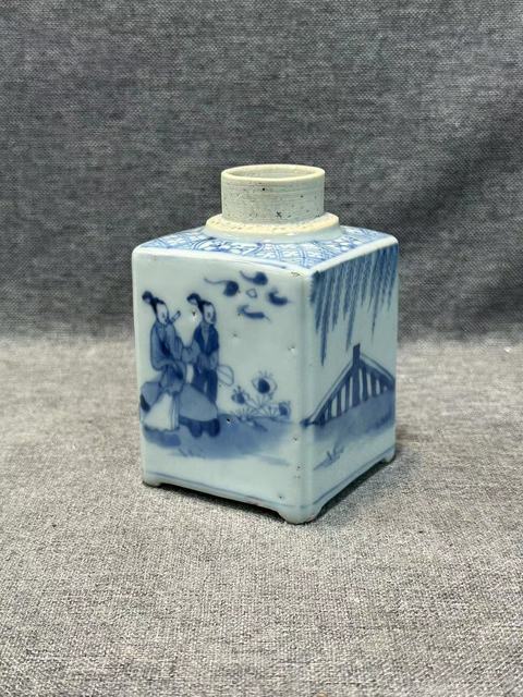 古玩陶瓷康熙青花西廂記四方茶葉罐拍賣,當前價格6888元