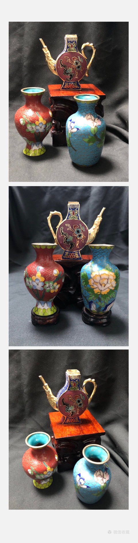 古玩陶瓷銅胎掐絲琺瑯花卉紋瓶拍賣，當前價格299元