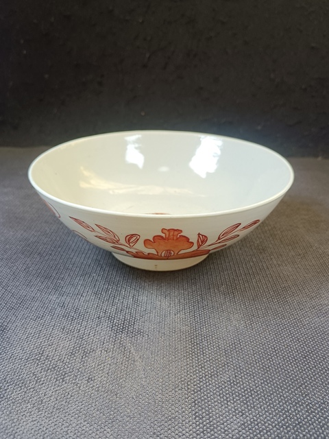 古玩陶瓷（全品）民國粉彩礬紅三多福壽紋大碗拍賣，當前價格588元