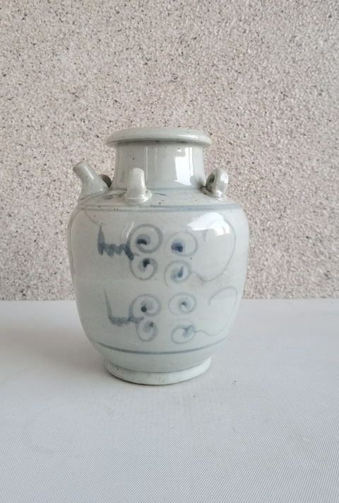 古玩陶瓷青花福字紋四系壺拍賣,當前價格398元