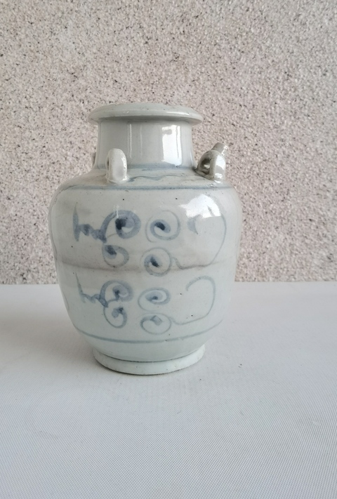 古玩陶瓷青花福字紋四系壺拍賣,當前價格398元