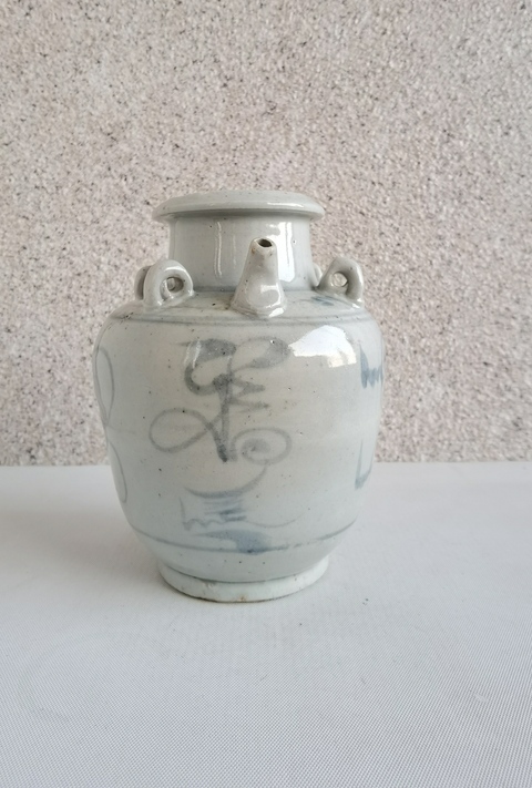 古玩陶瓷青花福字紋四系壺拍賣,當前價格398元