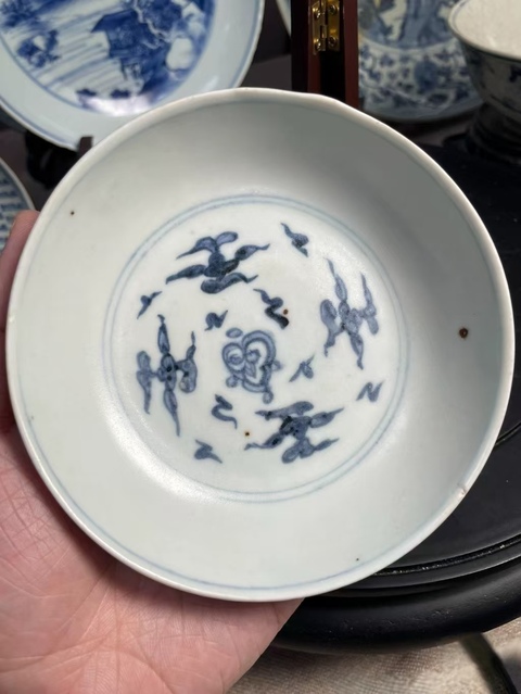 古玩陶瓷明弘治青花壬字云紋臥足洗拍賣,當前價格5000元