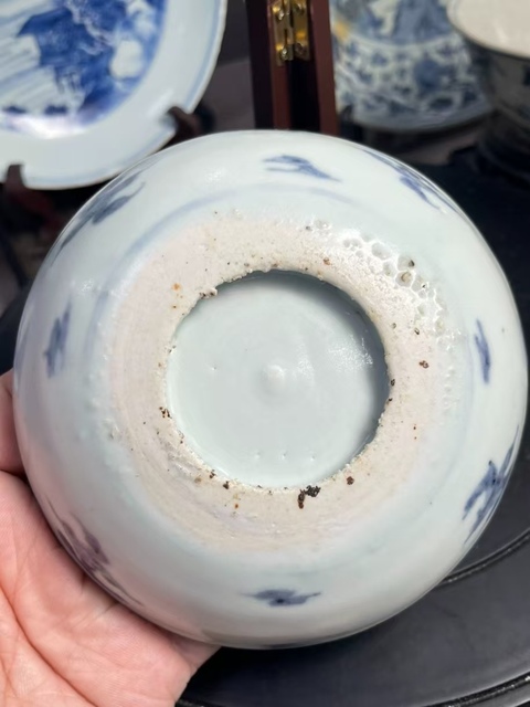 古玩陶瓷明弘治青花壬字云紋臥足洗拍賣,當前價格5000元