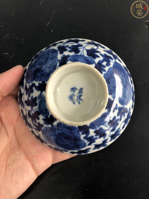古玩陶瓷晚清·青花纏枝牡丹紋蓋碗拍賣，當前價格4500元