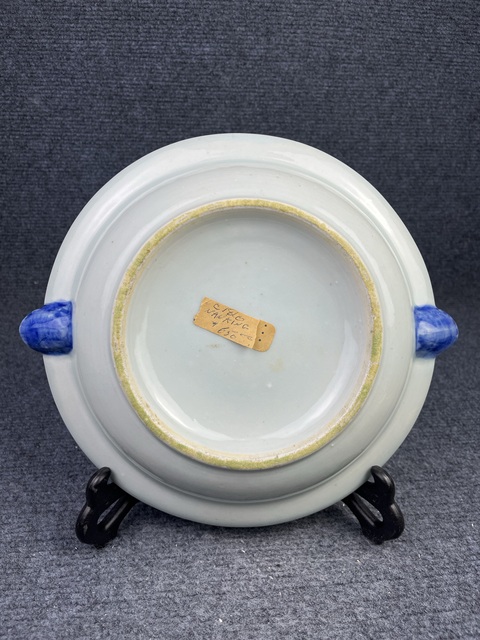 古玩陶瓷青花亭臺樓閣山水人物溫盤拍賣，當前價格3888元