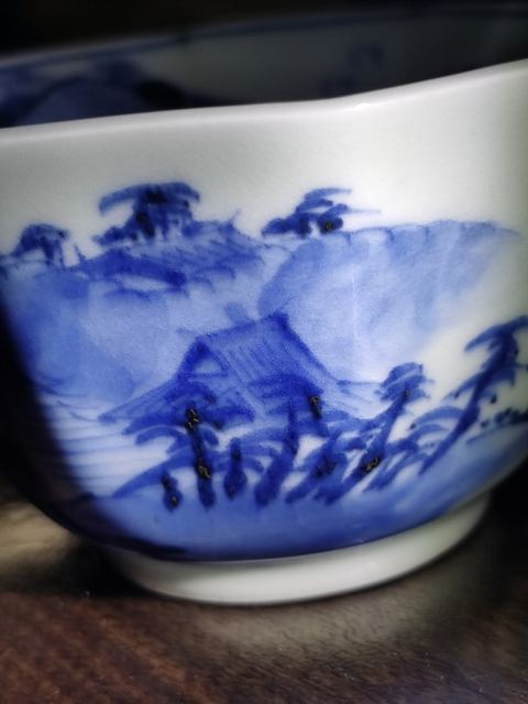 古玩陶瓷山水紋青花碗拍賣，當前價格567元