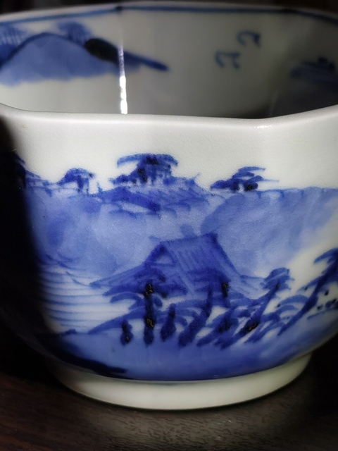 古玩陶瓷山水紋青花碗拍賣，當前價格567元