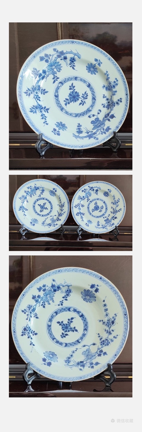 古玩陶瓷康熙-1對(duì)兒-青花折枝花卉紋折沿盤拍賣,當(dāng)前價(jià)格2980元