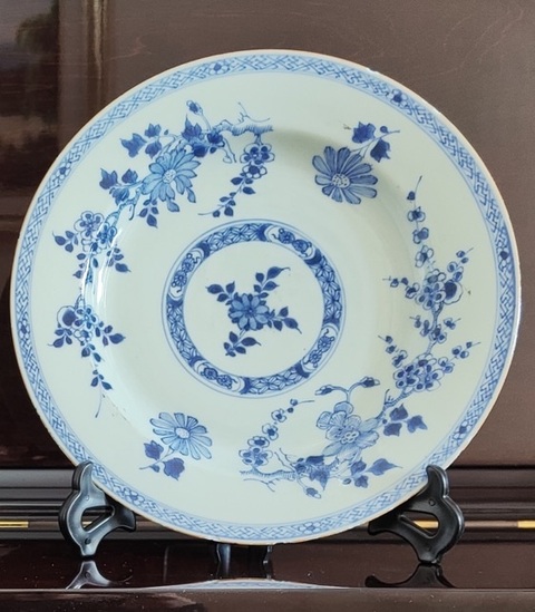 古玩陶瓷康熙-1對(duì)兒-青花折枝花卉紋折沿盤拍賣,當(dāng)前價(jià)格2980元