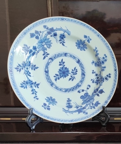 古玩陶瓷康熙-1對(duì)兒-青花折枝花卉紋折沿盤拍賣,當(dāng)前價(jià)格2980元