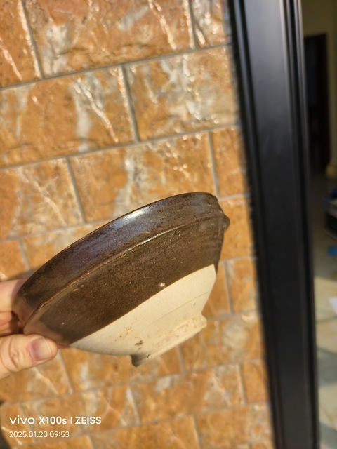 古玩陶瓷磁州窯褐釉直口斗笠碗拍賣,當前價格1200元
