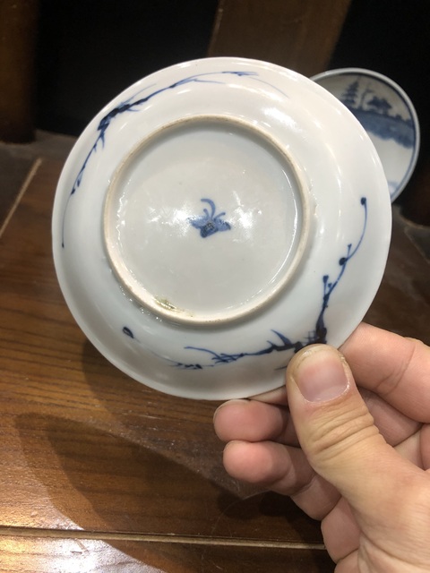 古玩陶瓷(精品賞碟)清·康熙·訪友圖·青花賞碟一對拍賣,當前價格1302元