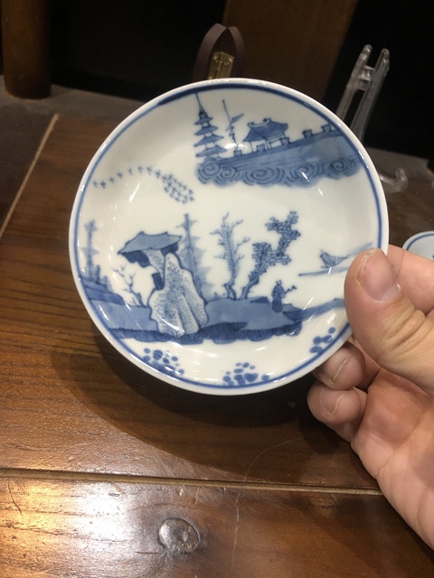 古玩陶瓷(精品賞碟)清·康熙·訪友圖·青花賞碟一對拍賣,當前價格1302元