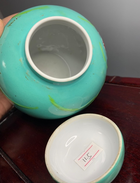 古玩陶瓷民國時期松石釉一路連科罐拍賣,當前價格1300元