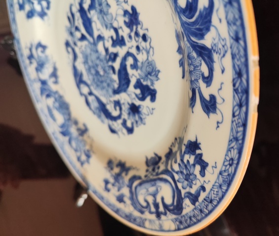 古玩陶瓷康熙/一對兒/清早青花花卉紋折沿盤拍賣,當前價格2980元