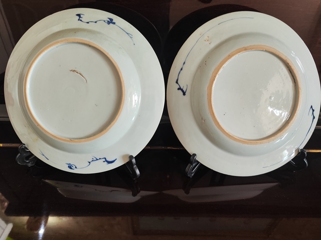 古玩陶瓷康熙/一對兒/清早青花花卉紋折沿盤拍賣,當前價格2980元