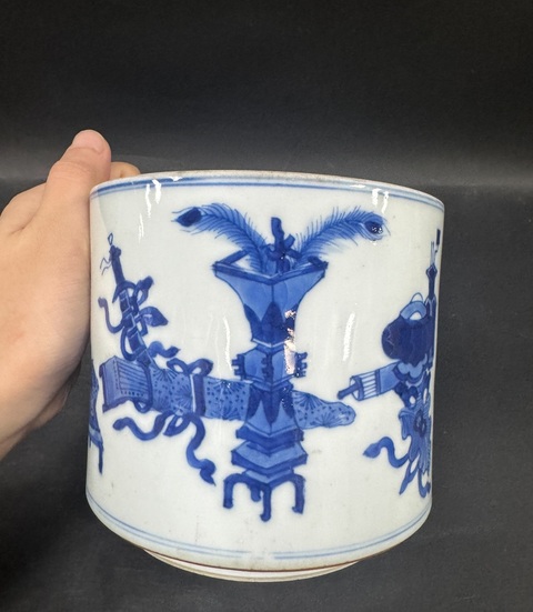 古玩陶瓷清康熙青花博古圖蓋缸拍賣,當前價格25800元